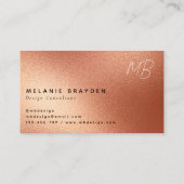 Rose Imitate Gold Fohlen Minimalistisch zwei Monog Visitenkarte (Rückseite)