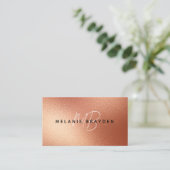 Rose Imitate Gold Fohlen Minimalistisch zwei Monog Visitenkarte (Stehend Vorderseite)