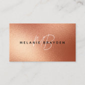 Rose Imitate Gold Fohlen Minimalistisch zwei Monog Visitenkarte (Vorderseite)