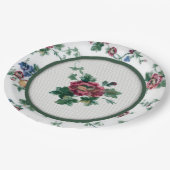 Rose Imitate Kreuzstich-Papierplatte Pappteller (Schrägansicht)