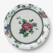 Rose Imitate Kreuzstich-Papierplatte Pappteller (Vorderseite)
