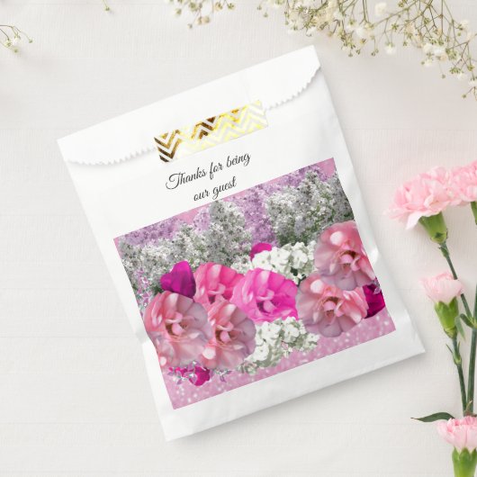 Rose Imitate Pink Glitzer Bouquet Gefallen Tasche Geschenktütchen (Versiegelt)