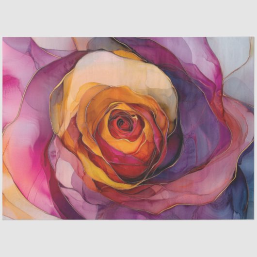 Rose in Alcohol Ink Series Design #26 Seidenpapier (Vorderseite)