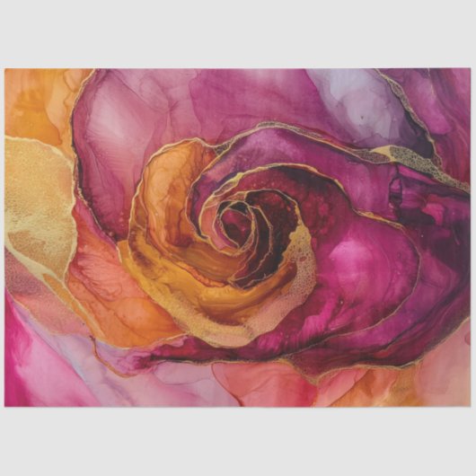 Rose in Alcohol Ink Series Design #30 Seidenpapier (Vorderseite)