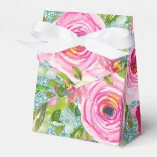 Rose in Aqua Glitzer Personalisiert Geschenkschachtel
