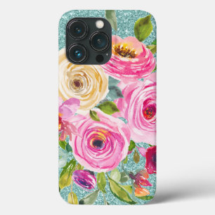 Rose in Aqua-Tal Rosa Creme Glitzer Case-Mate iPhone Hülle