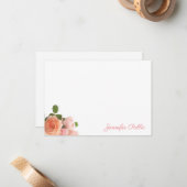 Rose in Aquarellen Handgeschriebene Skriptvorlage Mitteilungskarte (Vorderseite/Rückseite Beispiel)