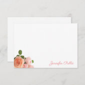 Rose in Aquarellen Handgeschriebene Skriptvorlage Mitteilungskarte (Vorne/Hinten)