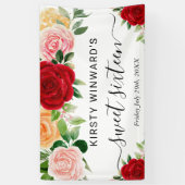 Rose in Aquarellfarbe Rote Orange Sweet 16 Willkom Banner (Vertikal)