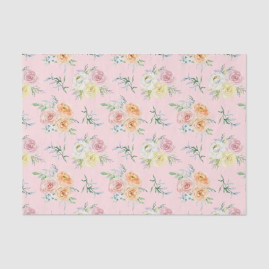 Rose in Aquarellfarben auf Rosa Seidenpapier (Vorderseite)