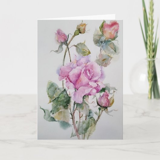 Rose in Aquarellfarben Karte (Vorderseite)