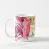 Rose in Aquarellfarben Rosa und Weißer Chic Kaffeetasse (Links)