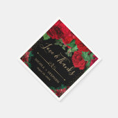 Rose in Aquarellfarben, Rot und Gold Serviette (Ecke)