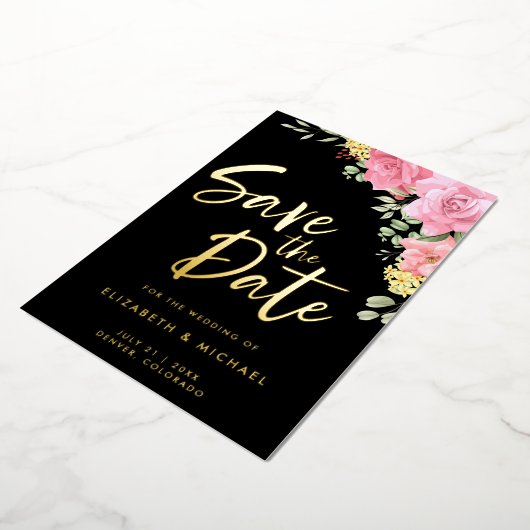 Rose in Aquarellfarben speichern das Datum der Ein Folieneinladung (Gedreht)