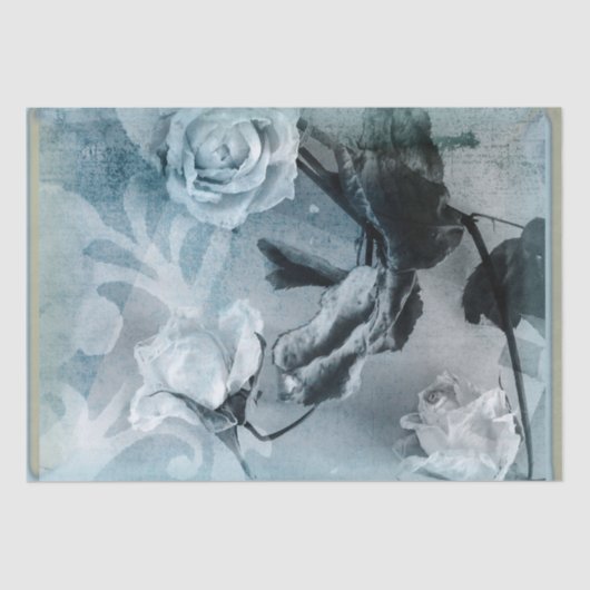 Rose in Blautönen Seidenpapier (Vorderseite)