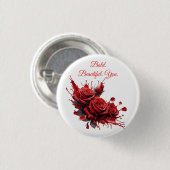 Rose in Bloom - Eleganter Geburtstag Button (Vorne & Hinten)