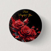 Rose in Bloom - Eleganter Geburtstag Button (Vorderseite)