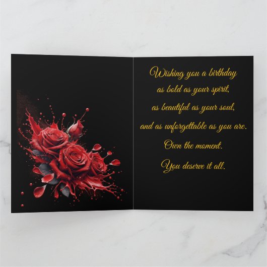 Rose in Bloom - Eleganter Geburtstag Karte (Innenseite)