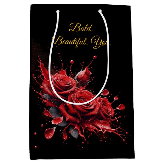 Rose in Bloom - Eleganter Geburtstag Mittlere Geschenktüte (Vorderseite)