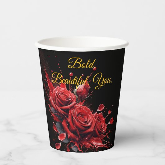 Rose in Bloom - Eleganter Geburtstag Pappbecher (Vorderseite)