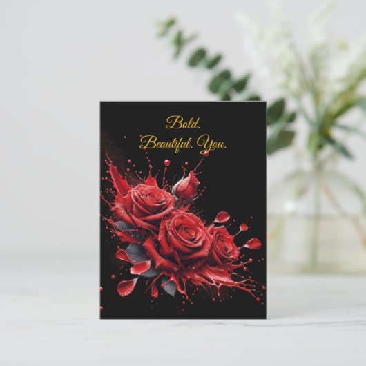 Rose in Bloom - Eleganter Geburtstag Postkarte (Stehend Vorderseite)
