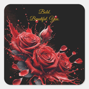 Rose in Bloom - Eleganter Geburtstag Quadratischer Aufkleber