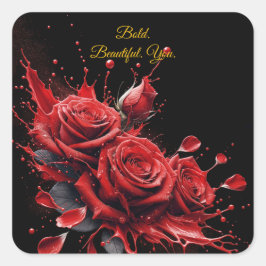 Rose in Bloom - Eleganter Geburtstag Quadratischer Aufkleber