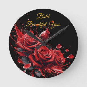 Rose in Bloom - Eleganter Geburtstag Runde Wanduhr