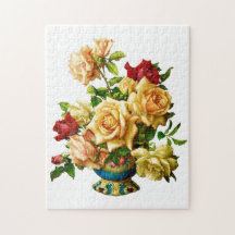 Rose in Bowl Elegant Vintages Jigsaw Puzzle