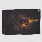 Rose in Brand Golfhandtuch (Horizontal)