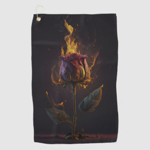 Rose in Brand Golfhandtuch