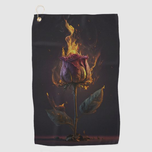 Rose in Brand Golfhandtuch (Vorderseite)