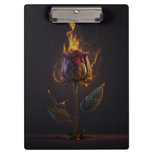 Rose in Brand Klemmbrett