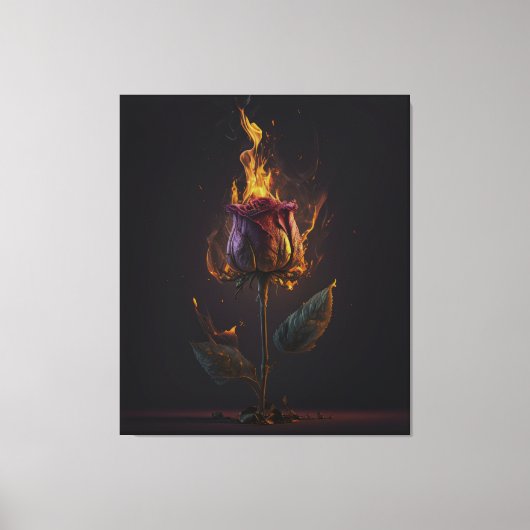 Rose in Brand Leinwanddruck (Vorderseite)