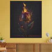 Rose in Brand Leinwanddruck (Insitu (Wohnzimmer))