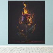 Rose in Brand Leinwanddruck (Insitu (Holzboden))