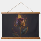 Rose in Brand Wandteppich Mit Holzrahmen (Vorderseite)