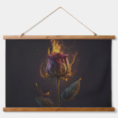 Rose in Brand Wandteppich Mit Holzrahmen (Vorderseite 2)