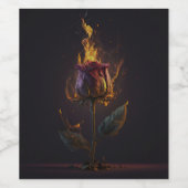 Rose in Brand Weinetikett (Einzelnes Label)