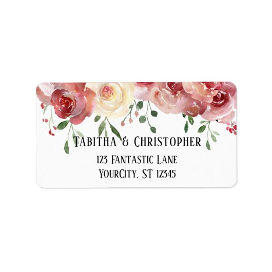 Rose in Burgund Rot, Rot und Rosa Adressaufkleber (Vorne)