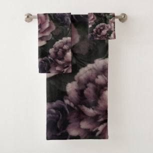 Rose in Burgund und Rosa Vintage botanische Badhandtuch Set