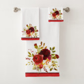Rose in Burgund und Rot Badhandtuch Set (Insitu)