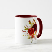 Rose in Burgund und Rot Tasse (VorderseiteRechts)