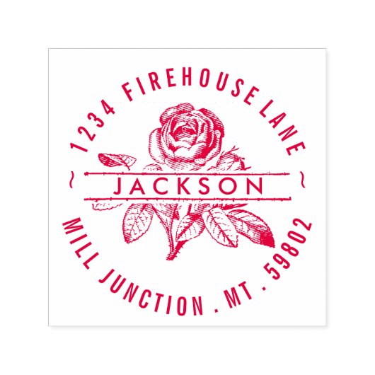 Rose in der Briefmarke der Rücksendeadresse des Kr Permastempel (Design)