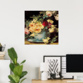 Rose in einem Blue Bowl Poster (Heimbüro)