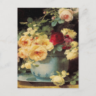 Rose in einem Blue Bowl Postkarte