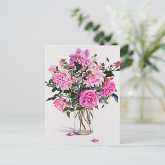 Rose in einem Glass Jar Postkarte (Stehend Vorderseite)