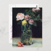 Rose in einer Glasvase von Manet Postcard Postkarte (Vorne/Hinten)