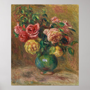 Rose in einer grünen Vase von Pierre-Auguste Renoi Poster