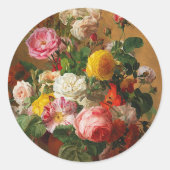 Rose in einer Vase von Aghate Pilon, florale Kunst Runder Aufkleber (Vorderseite)